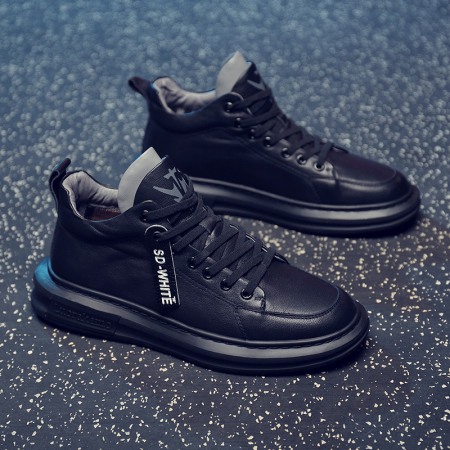Men's Casual Sports Shoes Plus Velvet Lace-Up High-Top Sneakers